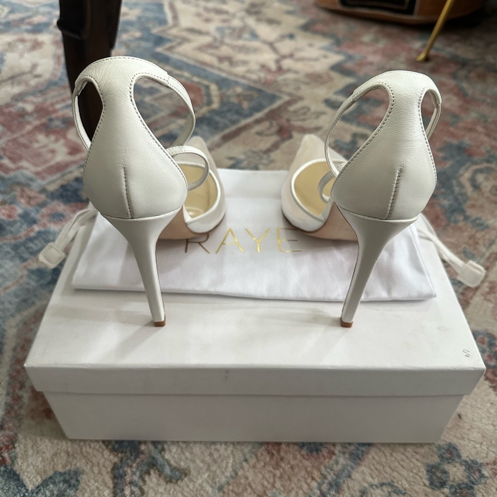 $168 Revolve RAYE White Ankle Strap Mesh Heels - Picture 5 of 8